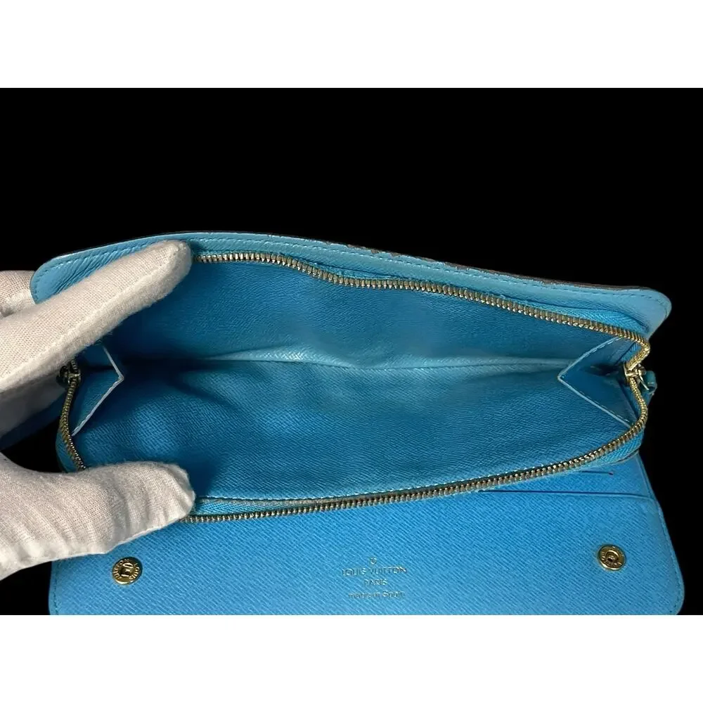 Rare Authentic Louis Vuitton Sky Blue Brown Monogram Insolite Luxury Wallet COA